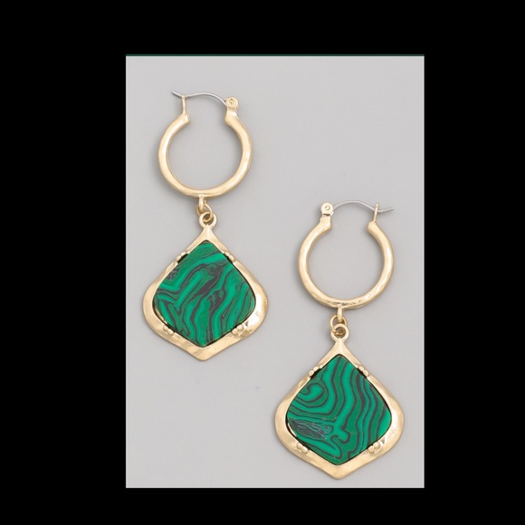 Jewelry - Semi Precious baby hoop Malachite stones
